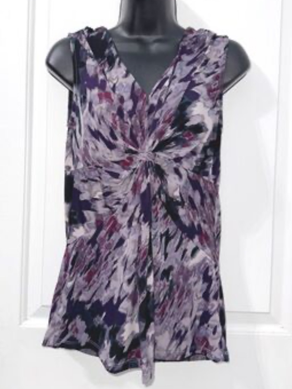 Daisy Fuentes Vintage Y2K Purple Printed Twist-Front Sleeveless Camisole